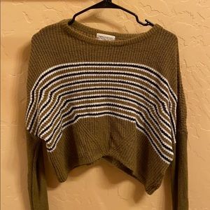 Urban Outfitters Green Slouch Stripped Sweater
